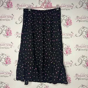 Reitmans skirt polka dot black pink white green dotted mid length cute detail